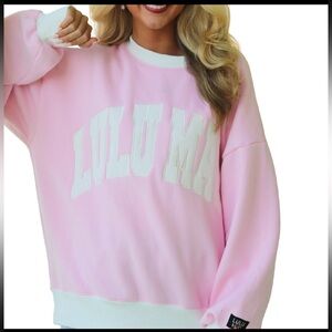 Lulu Mac Color Block Pink With White Stitch Sweatshirt